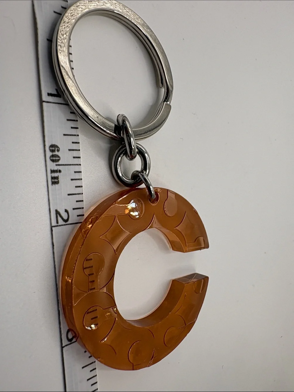 Coach Peach Acrylic 'C' Key & Card Holder Charm